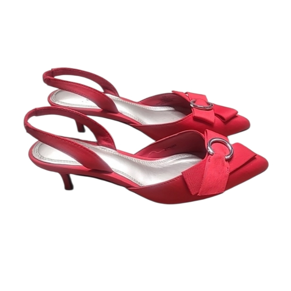 Impo Red Enna Pointed-Toe Slingback Kitten Heel Pumps